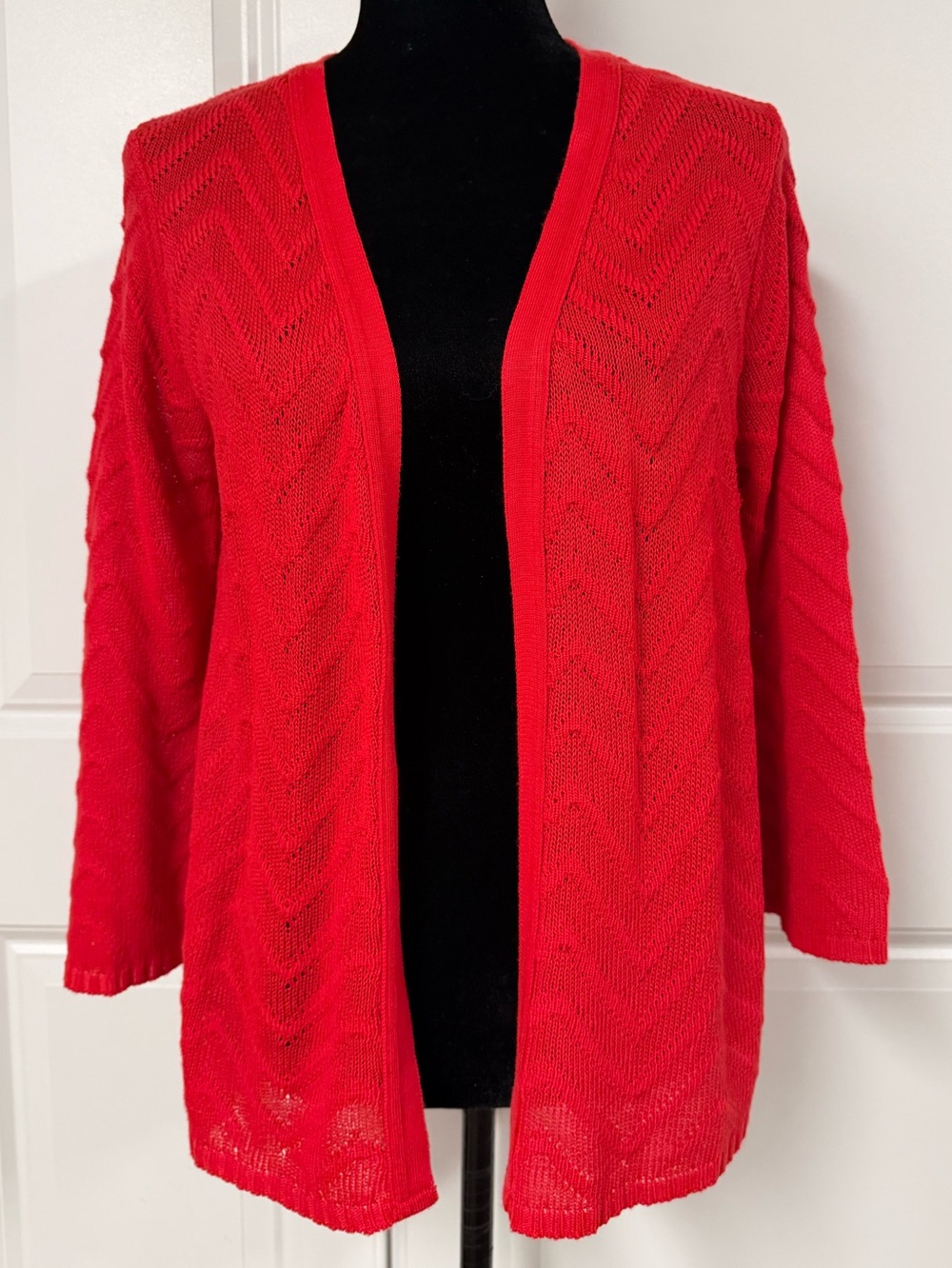 Time And Tru Red Chevron Knit Cardigan